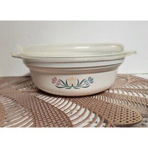 Vintage Anchor Hocking Plastic Container w/lid 1 qt Microwave Dish Floral 634